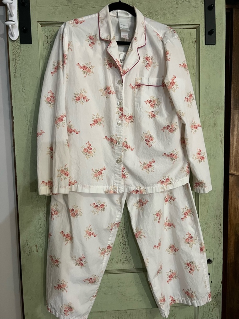 Ladies Laura Ashley Floral white and Pink Cotton Pajama Set